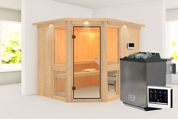 Sauna Amelia 3 Systemsauna, Eckeinstieg