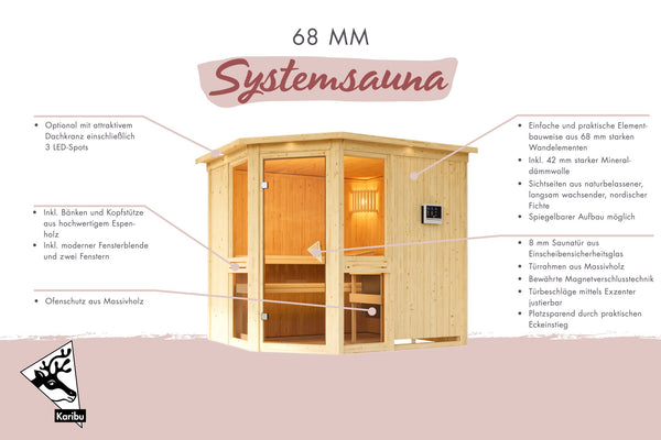 Sauna Amelia 3 Systemsauna, Eckeinstieg