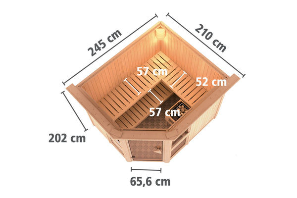 Sauna Amelia 3 Systemsauna, Eckeinstieg