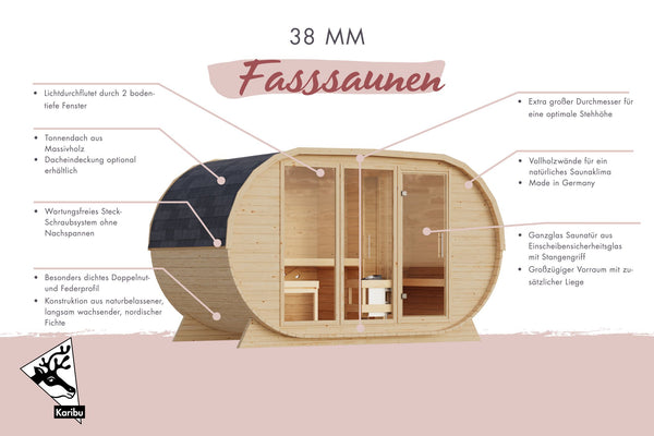Fasssauna breit Fasssauna, naturbelassen