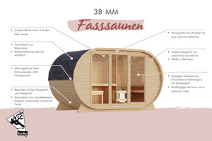 Fasssauna breit Fasssauna, naturbelassen
