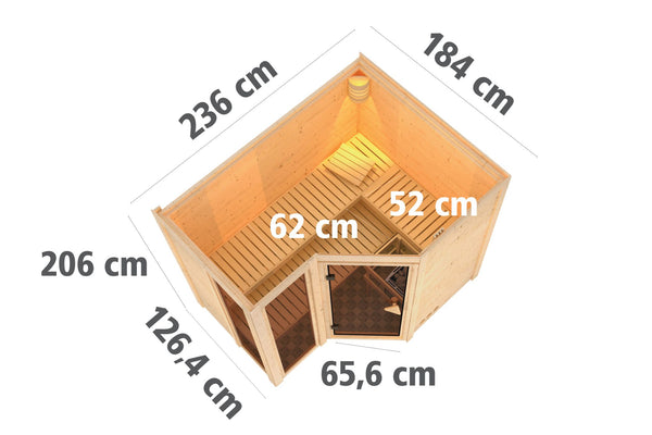 Sauna Amara Massivholzsauna, Eckeinstieg