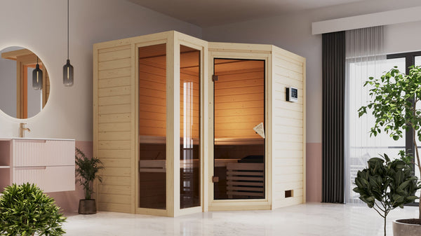 Sauna Amara Massivholzsauna, Eckeinstieg