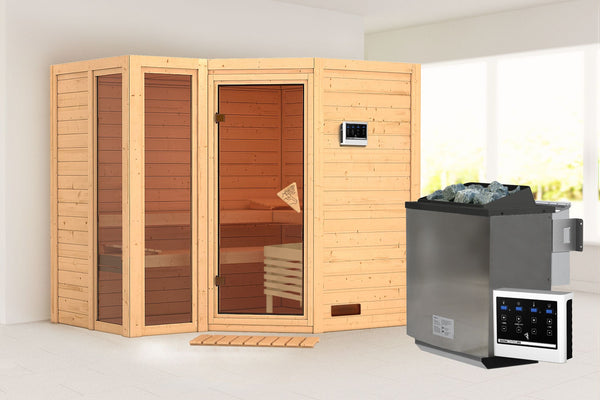 Sauna Amara Massivholzsauna, Eckeinstieg