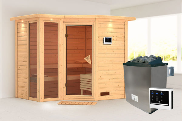 Sauna Amara Massivholzsauna, Eckeinstieg
