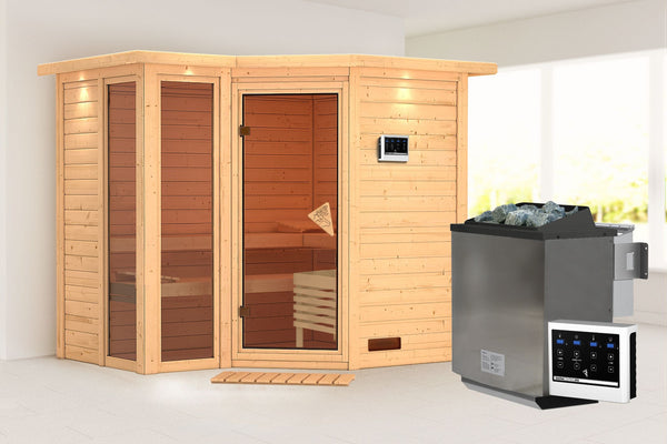 Sauna Amara Massivholzsauna, Eckeinstieg