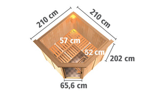 Sauna Jarin Systemsauna, Eckeinstieg