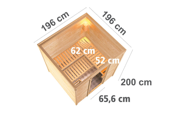 Sauna Mojave Massivholzsauna, Fronteinstieg