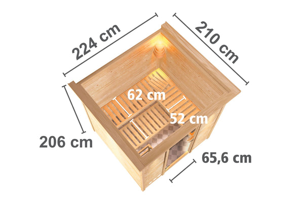 Sauna Mojave Massivholzsauna, Fronteinstieg