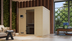Sauna Mojave Massivholzsauna, Fronteinstieg
