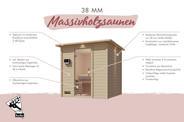 Sauna Mojave Massivholzsauna, Fronteinstieg