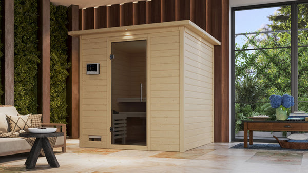 Sauna Mojave Massivholzsauna, Fronteinstieg