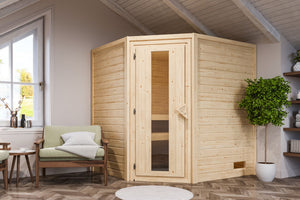 Sauna Mia Massivholzsauna, Eckeinstieg