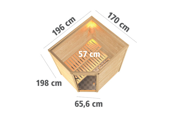 Sauna Mia Massivholzsauna, Eckeinstieg