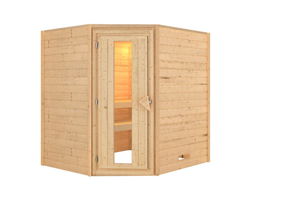 Sauna Mia Massivholzsauna, Eckeinstieg