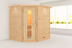 Sauna Mia Massivholzsauna, Eckeinstieg