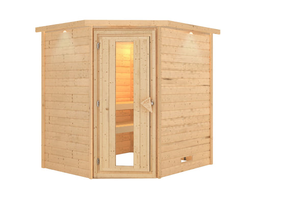 Sauna Mia Massivholzsauna, Eckeinstieg