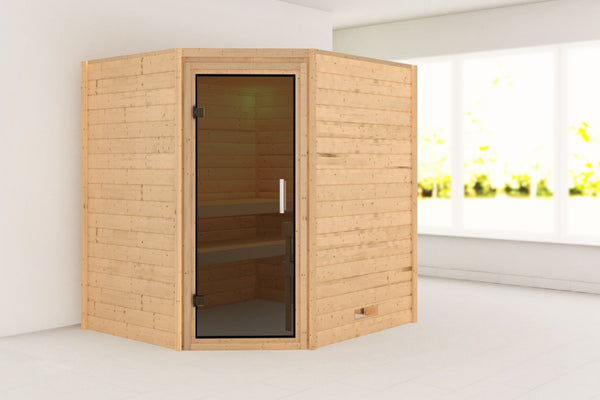 Sauna Mia Massivholzsauna, Eckeinstieg