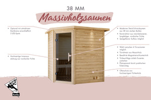 Sauna Mia Massivholzsauna, Eckeinstieg
