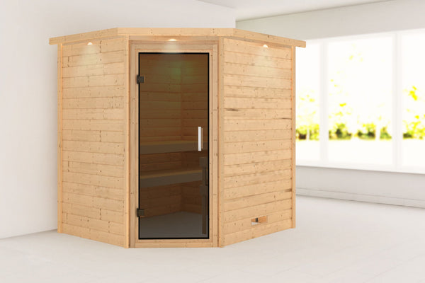 Sauna Mia Massivholzsauna, Eckeinstieg
