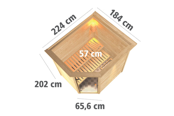 Sauna Mia Massivholzsauna, Eckeinstieg