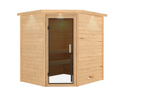 Sauna Mia Massivholzsauna, Eckeinstieg