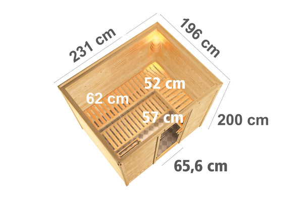 Sauna Sonara Massivholzsauna, Fronteinstieg