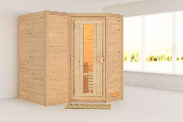 Sauna Sahib 1 Massivholzsauna, Eckeinstieg