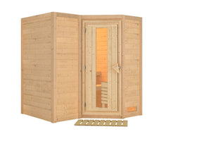 Sauna Sahib 1 Massivholzsauna, Eckeinstieg