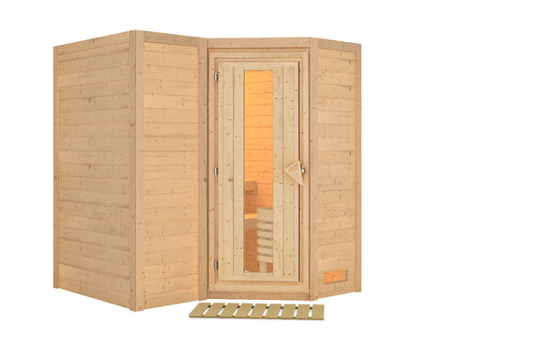 Sauna Sahib 1 Massivholzsauna, Eckeinstieg