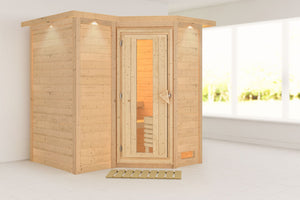 Sauna Sahib 1 Massivholzsauna, Eckeinstieg