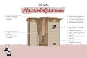 Sauna Sahib 1 Massivholzsauna, Eckeinstieg