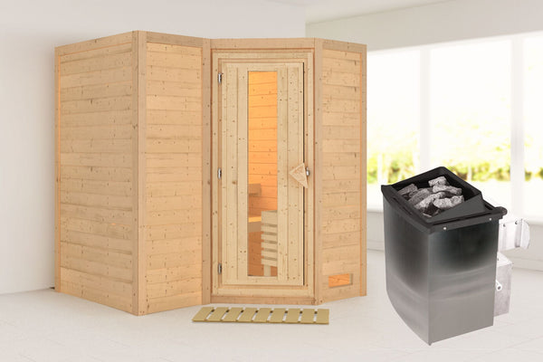 Sauna Sahib 1 Massivholzsauna, Eckeinstieg