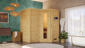 Sauna Sahib 1 Massivholzsauna, Eckeinstieg