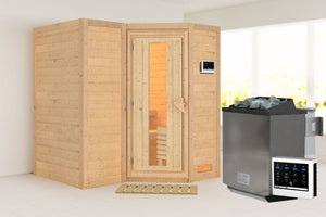 Sauna Sahib 1 Massivholzsauna, Eckeinstieg
