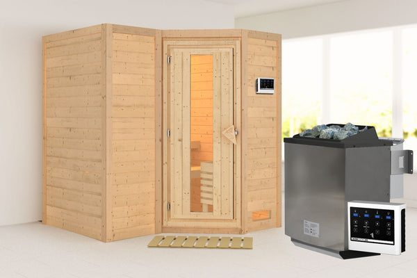 Sauna Sahib 1 Massivholzsauna, Eckeinstieg