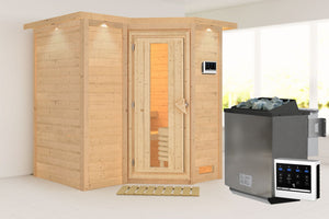 Sauna Sahib 1 Massivholzsauna, Eckeinstieg