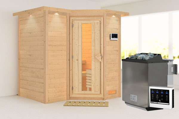 Sauna Sahib 1 Massivholzsauna, Eckeinstieg