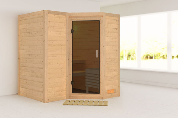 Sauna Sahib 1 Massivholzsauna, Eckeinstieg