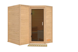 Sauna Sahib 1 Massivholzsauna, Eckeinstieg