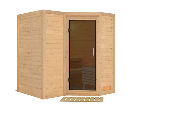 Sauna Sahib 1 Massivholzsauna, Eckeinstieg