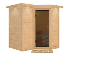Sauna Sahib 1 Massivholzsauna, Eckeinstieg