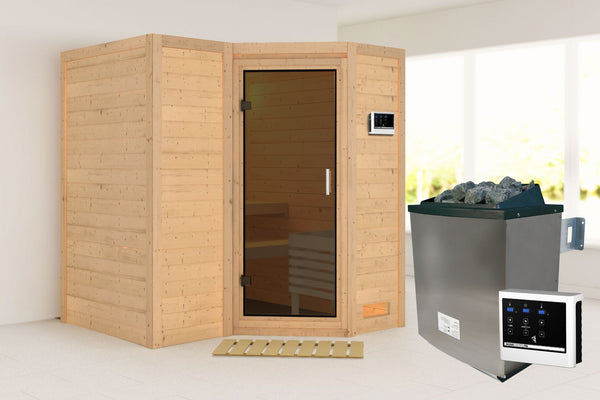 Sauna Sahib 1 Massivholzsauna, Eckeinstieg