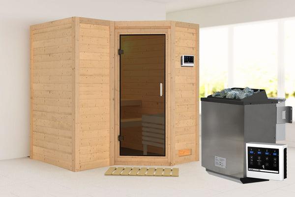 Sauna Sahib 1 Massivholzsauna, Eckeinstieg
