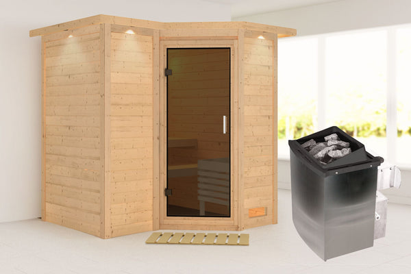 Sauna Sahib 1 Massivholzsauna, Eckeinstieg