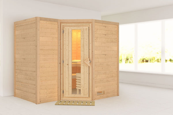 Sauna Sahib 2 Massivholzsauna, Eckeinstieg