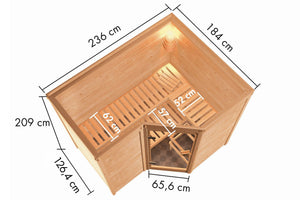 Sauna Sahib 2 Massivholzsauna, Eckeinstieg