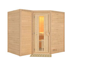 Sauna Sahib 2 Massivholzsauna, Eckeinstieg