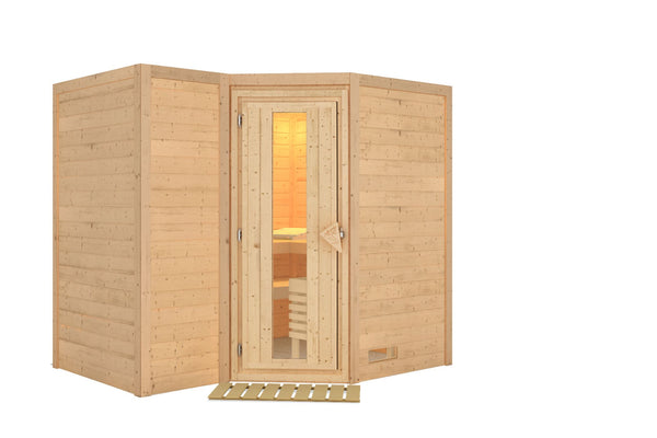Sauna Sahib 2 Massivholzsauna, Eckeinstieg