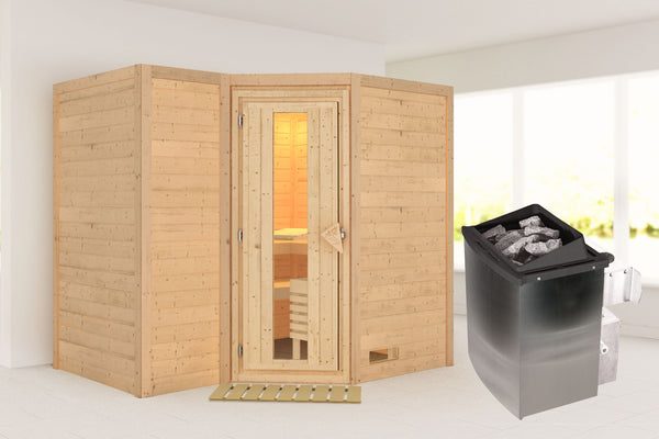 Sauna Sahib 2 Massivholzsauna, Eckeinstieg
